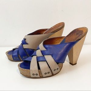 John Fluevog Rules Curie Clog Style Sandal Wooden Heel Size 10